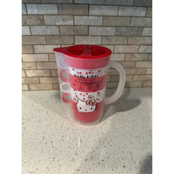 Skater Stacking Cups 4-Pack with Case 850ml Sanrio Hello Kitty Picnic Set #115 - Picture 4 of 4